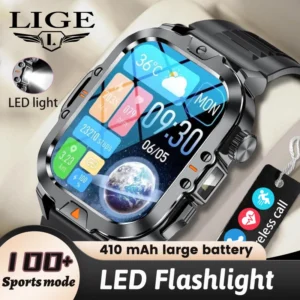 2.01-inch HD Screen Men Smart Watch With Flashlight