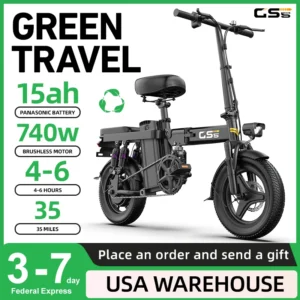UPlee GS5 48V 15AH Battery EBike,30+MPH,740W Folding Electric Bike,35 Miles Max Range Electric Bike for Adults, 14" Fat Tire