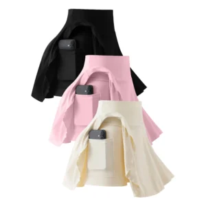 3-Pack Versatile Pleated Skorts! Built-in Shorts & Pockets, High Stretch & Breathable,